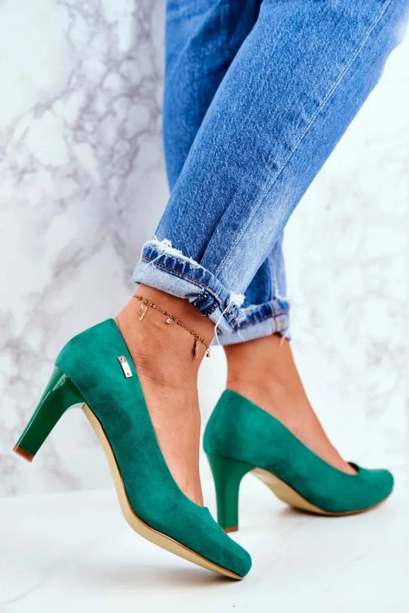 Czółenka Zamszowe|Czółenka Na Słupku>Buty Sergio Leone Czółenka Damskie Sergio Leone Zielone Zamszowe Orsola