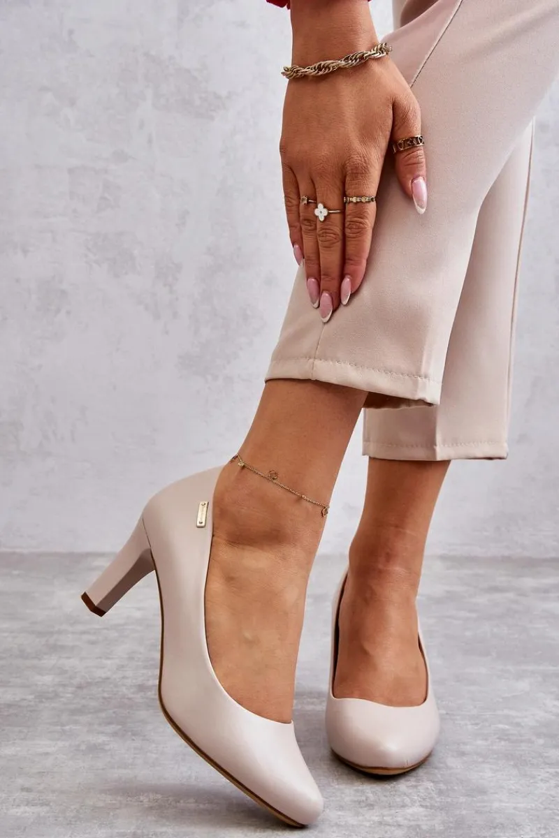 Czółenka Na Słupku|Czółenka Klasyczne>Buty Sergio Leone Czółenka Damskie Sergio Leone Jasnobeżowe Orsola