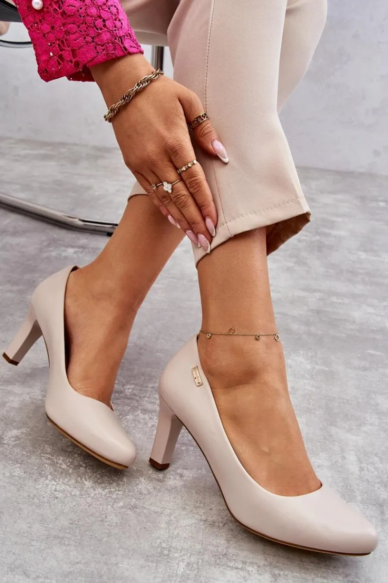 Czółenka Na Słupku|Czółenka Klasyczne>Buty Sergio Leone Czółenka Damskie Sergio Leone Jasnobeżowe Orsola