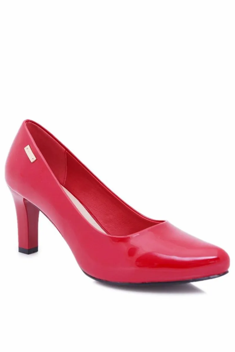 Czółenka Na Słupku|Czółenka Klasyczne>Buty Sergio Leone Czółenka damskie Sergio Leone Czerwone Lakierowane Orsola