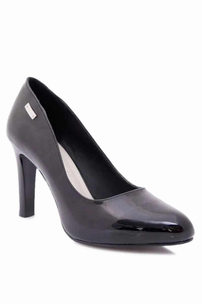 Clearance Buty Sergio Leone Czółenka Damskie Sergio Leone Lakierowane Na Słupku Czarne Campbell