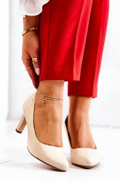 Czółenka Na Słupku|Czółenka Klasyczne>Buty Sergio Leone Czółenka Damskie Sergio Leone Beżowe Matowe Orsola