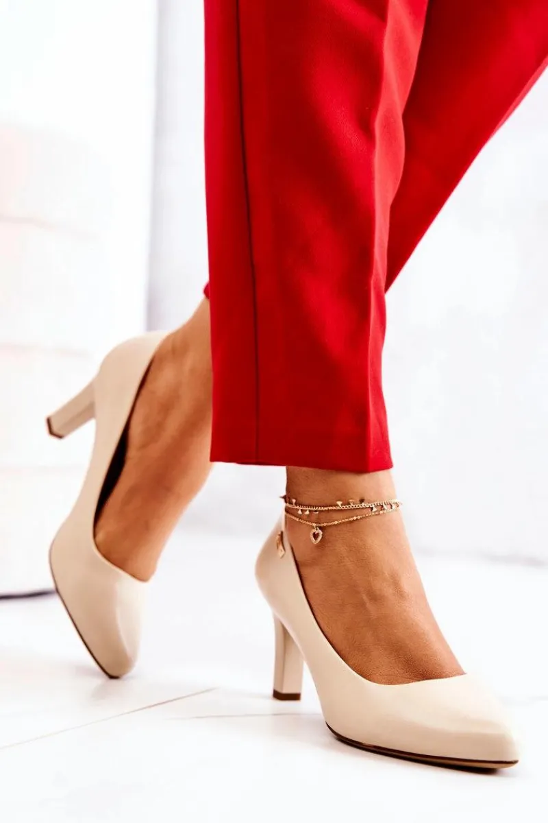 Czółenka Na Słupku|Czółenka Klasyczne>Buty Sergio Leone Czółenka Damskie Sergio Leone Beżowe Matowe Orsola