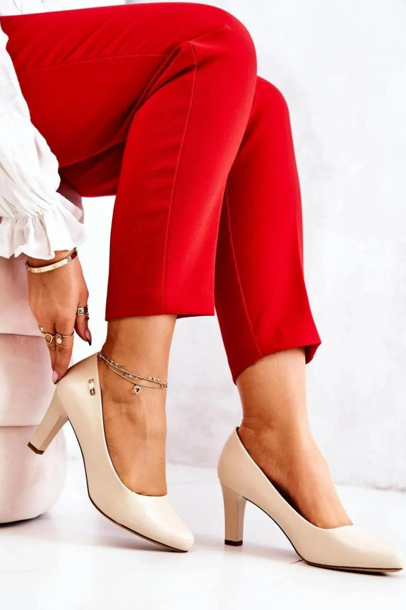 Czółenka Na Słupku|Czółenka Klasyczne>Buty Sergio Leone Czółenka Damskie Sergio Leone Beżowe Matowe Orsola