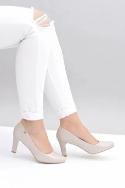 Buty Sergio Leone Czółenka damskie Sergio Leone Jasnoszare Lakierowane Orsola