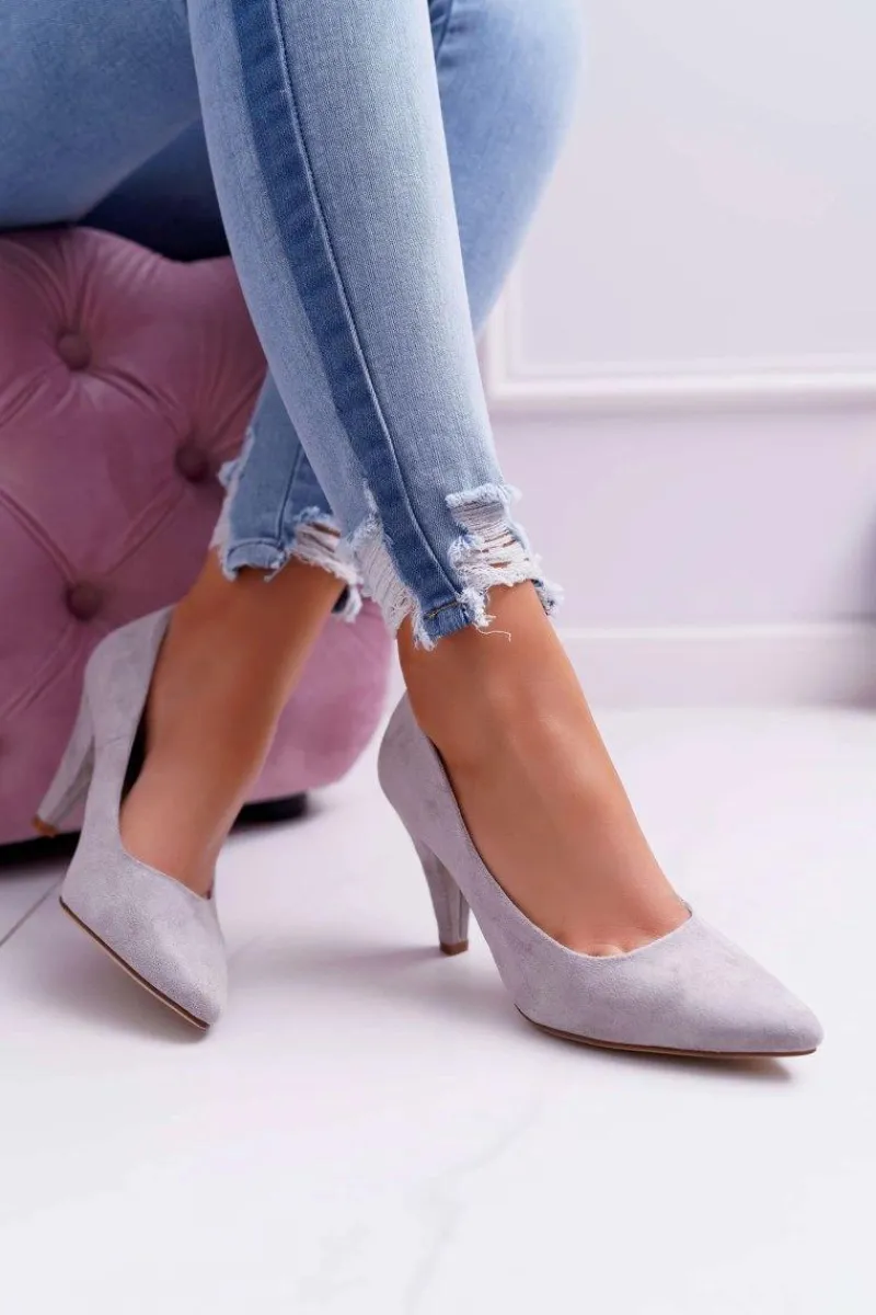 Czółenka Zamszowe|Czółenka Na Słupku>Buty Sergio Leone Czółenka Damskie Sergio Leone PB139 Szare Felice