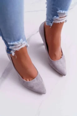 Czółenka Zamszowe|Czółenka Na Słupku>Buty Sergio Leone Czółenka Damskie Sergio Leone PB139 Szare Felice