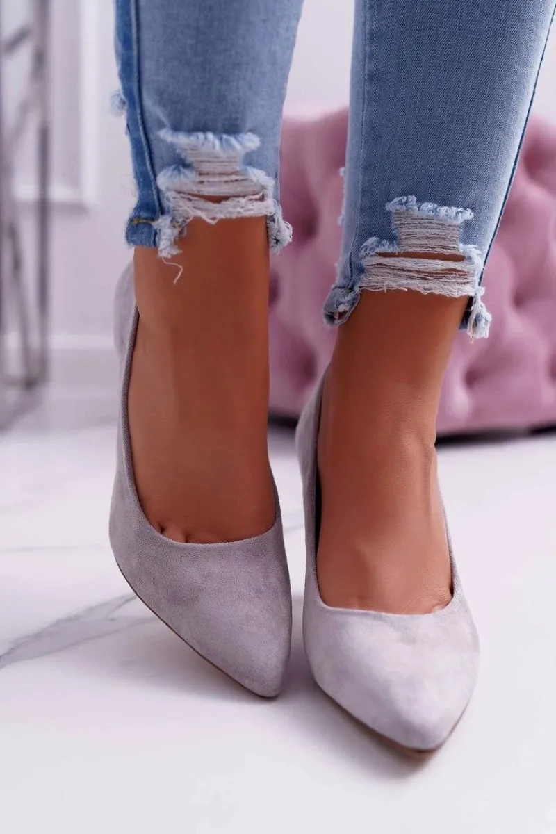 Czółenka Zamszowe|Czółenka Na Słupku>Buty Sergio Leone Czółenka Damskie Sergio Leone PB139 Szare Felice