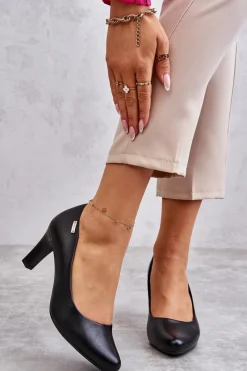 Discount Czółenka Damskie Sergio Leone Czarne Orsola Damskie Czółenka Na Słupku|Czółenka Klasyczne