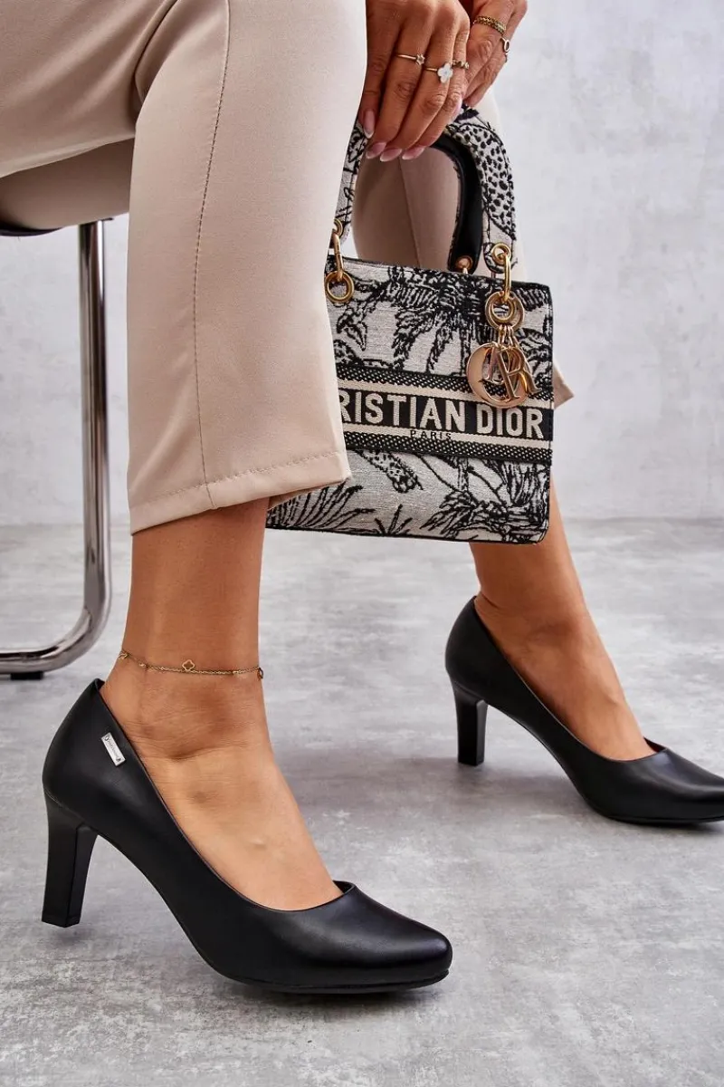 Discount Czółenka Damskie Sergio Leone Czarne Orsola Damskie Czółenka Na Słupku|Czółenka Klasyczne