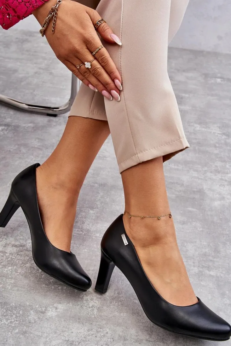 Discount Czółenka Damskie Sergio Leone Czarne Orsola Damskie Czółenka Na Słupku|Czółenka Klasyczne