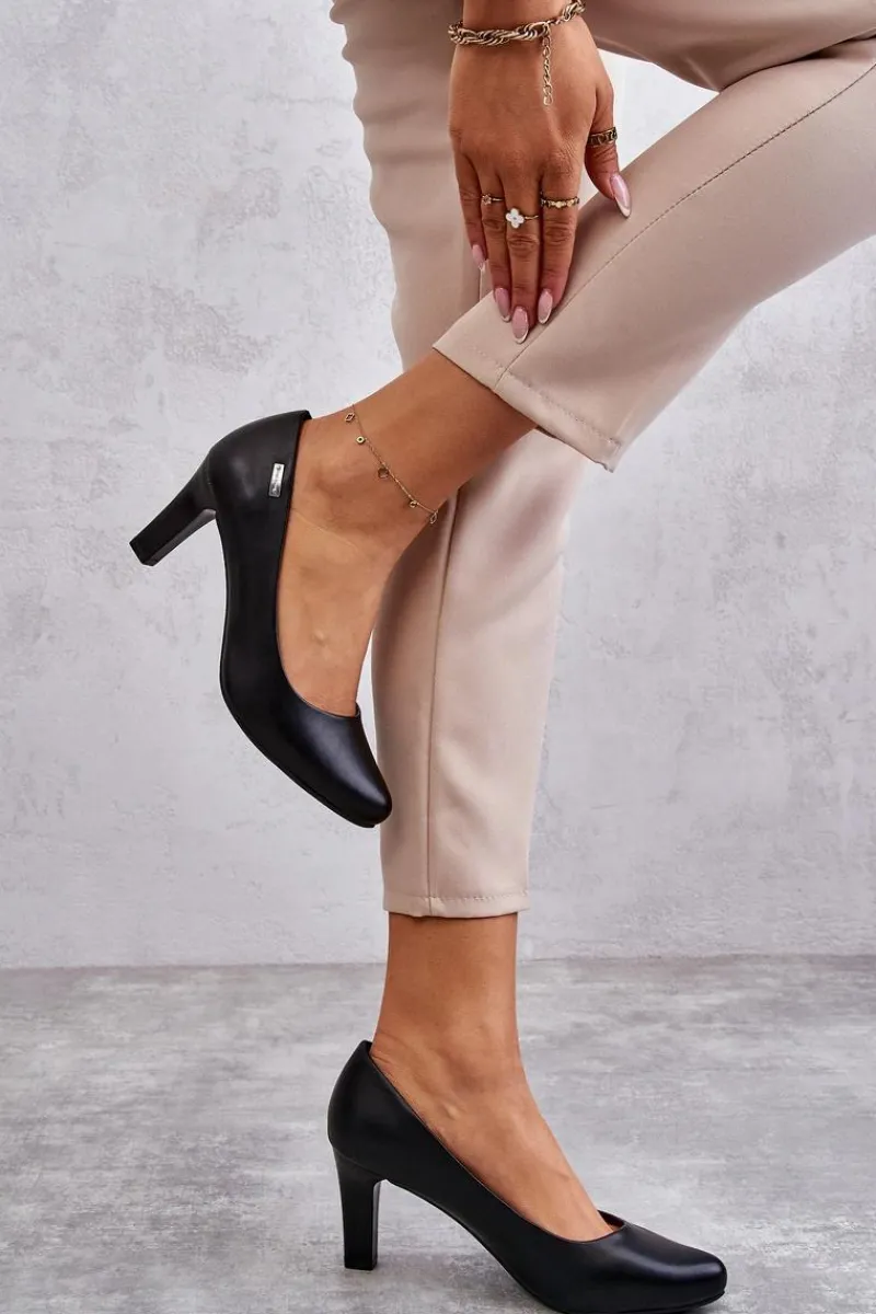 Discount Czółenka Damskie Sergio Leone Czarne Orsola Damskie Czółenka Na Słupku|Czółenka Klasyczne