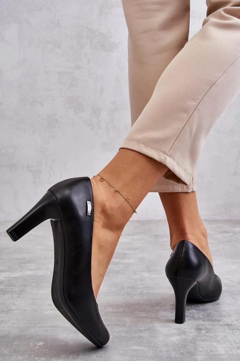 Discount Czółenka Damskie Sergio Leone Czarne Orsola Damskie Czółenka Na Słupku|Czółenka Klasyczne