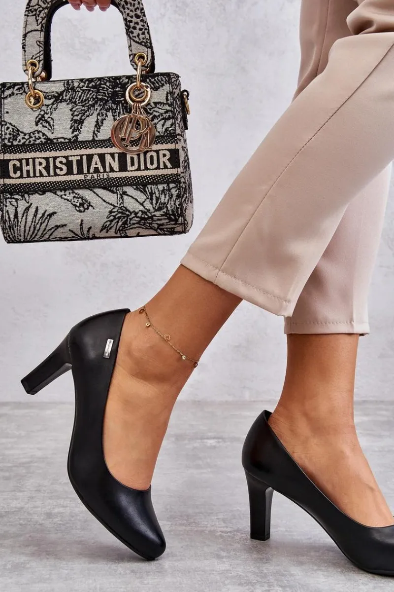 Discount Czółenka Damskie Sergio Leone Czarne Orsola Damskie Czółenka Na Słupku|Czółenka Klasyczne