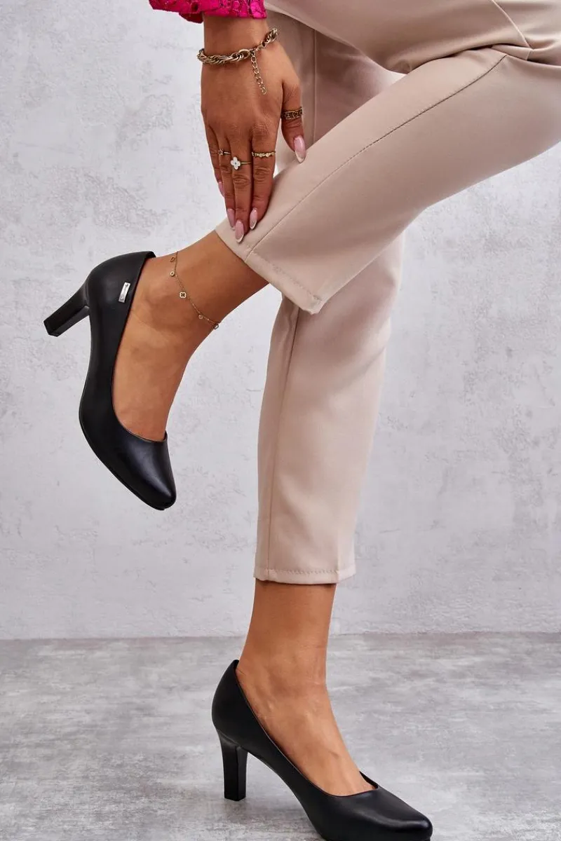 Discount Czółenka Damskie Sergio Leone Czarne Orsola Damskie Czółenka Na Słupku|Czółenka Klasyczne