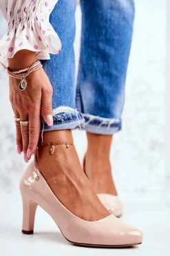 Sale Czółenka damskie Sergio Leone Lakierowane Na Słupku Nude Orsola Damskie Czółenka Na Słupku|Czółenka Klasyczne