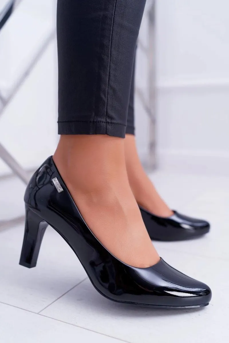 Czółenka Na Słupku|Czółenka Klasyczne>Buty Sergio Leone Czółenka damskie Sergio Leone Czarne Lakierowane Orsola