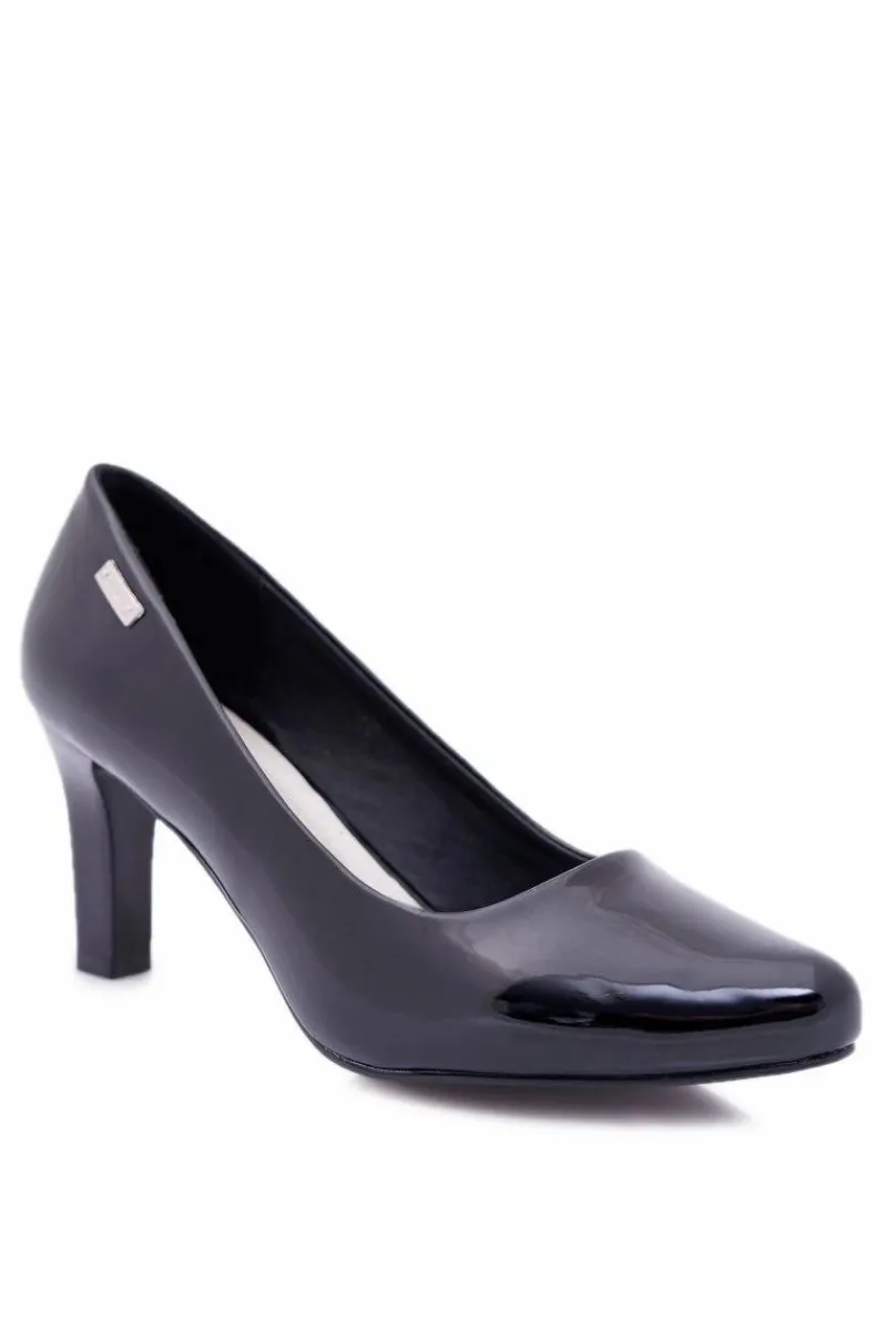 Czółenka Na Słupku|Czółenka Klasyczne>Buty Sergio Leone Czółenka damskie Sergio Leone Czarne Lakierowane Orsola