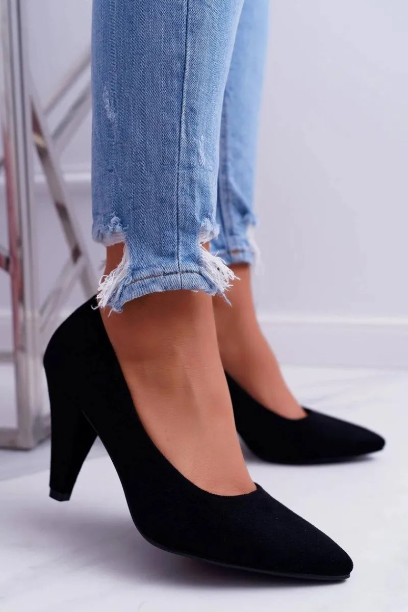 Czółenka Zamszowe|Czółenka Na Słupku>Buty Sergio Leone Czółenka Damskie Sergio Leone PB139 Czarne Felice