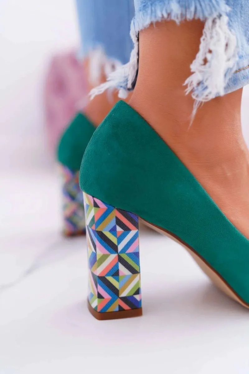 Discount Czółenka Damskie Sergio Leone Odkryte Palce PB133 Zielone Fani Damskie Czółenka Zamszowe|Czółenka Na Słupku