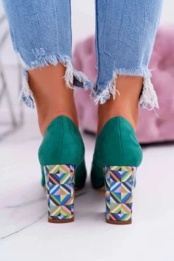 Discount Czółenka Damskie Sergio Leone Odkryte Palce PB133 Zielone Fani Damskie Czółenka Zamszowe|Czółenka Na Słupku