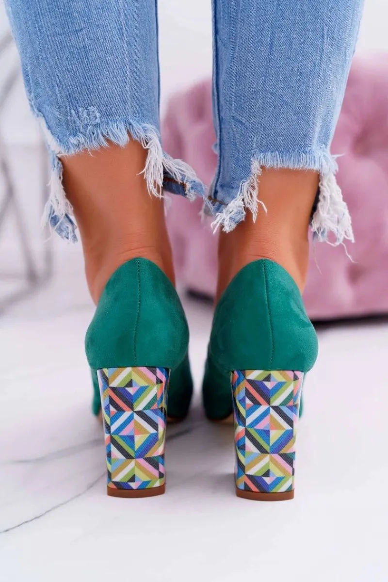 Discount Czółenka Damskie Sergio Leone Odkryte Palce PB133 Zielone Fani Damskie Czółenka Zamszowe|Czółenka Na Słupku