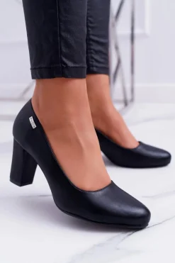 Czółenka Na Słupku|Czółenka Klasyczne>Buty Sergio Leone Czółenka Damskie Sergio Leone PB130 Czarne Amber