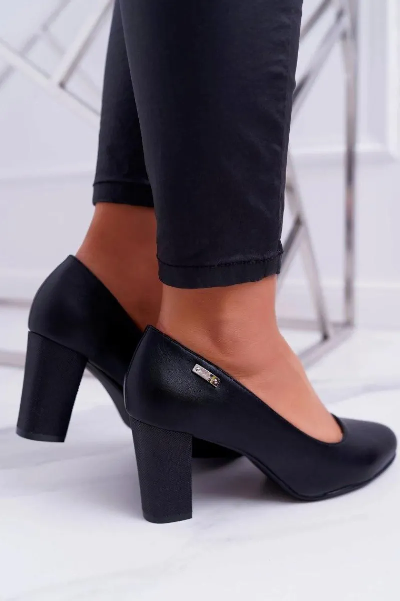 Czółenka Na Słupku|Czółenka Klasyczne>Buty Sergio Leone Czółenka Damskie Sergio Leone PB130 Czarne Amber