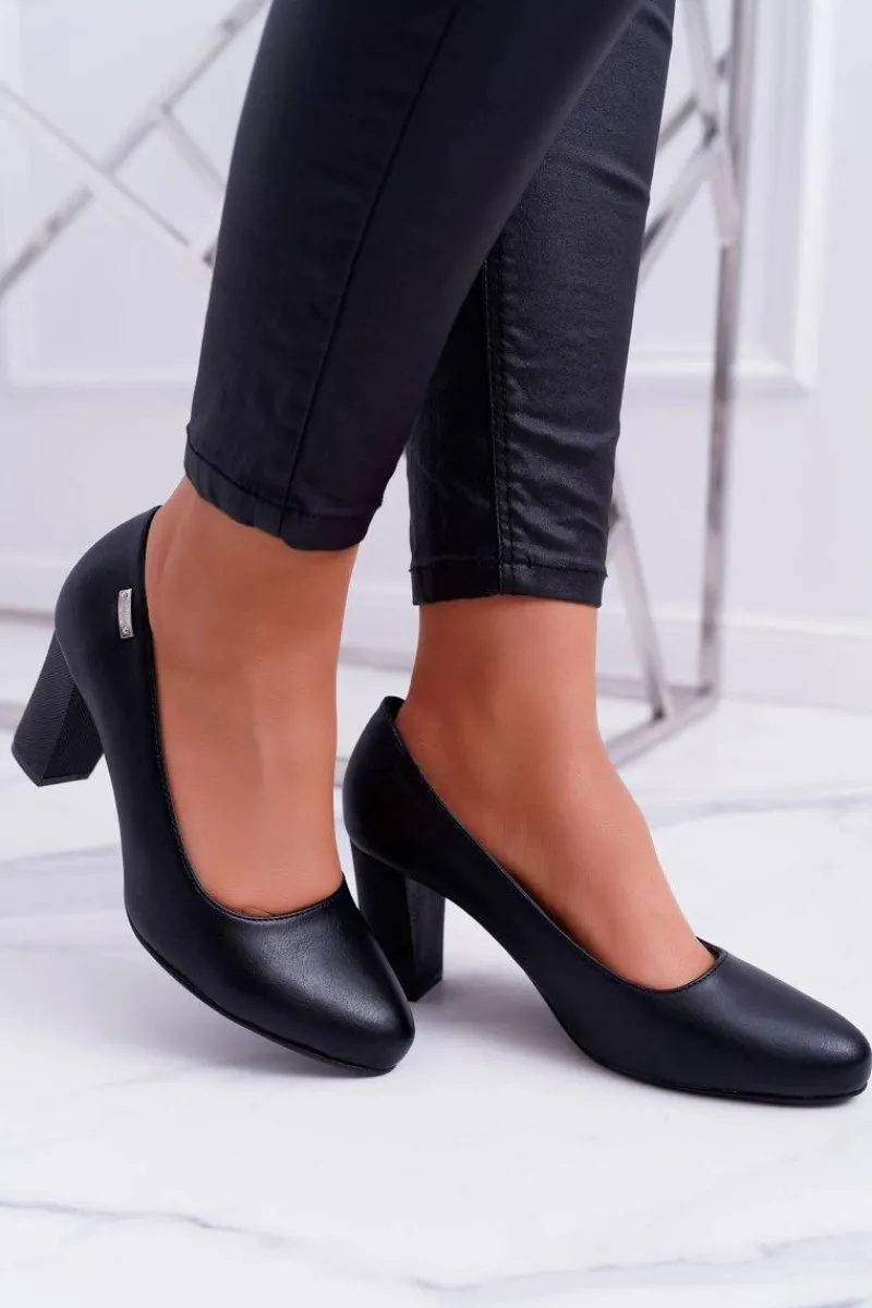 Czółenka Na Słupku|Czółenka Klasyczne>Buty Sergio Leone Czółenka Damskie Sergio Leone PB130 Czarne Amber