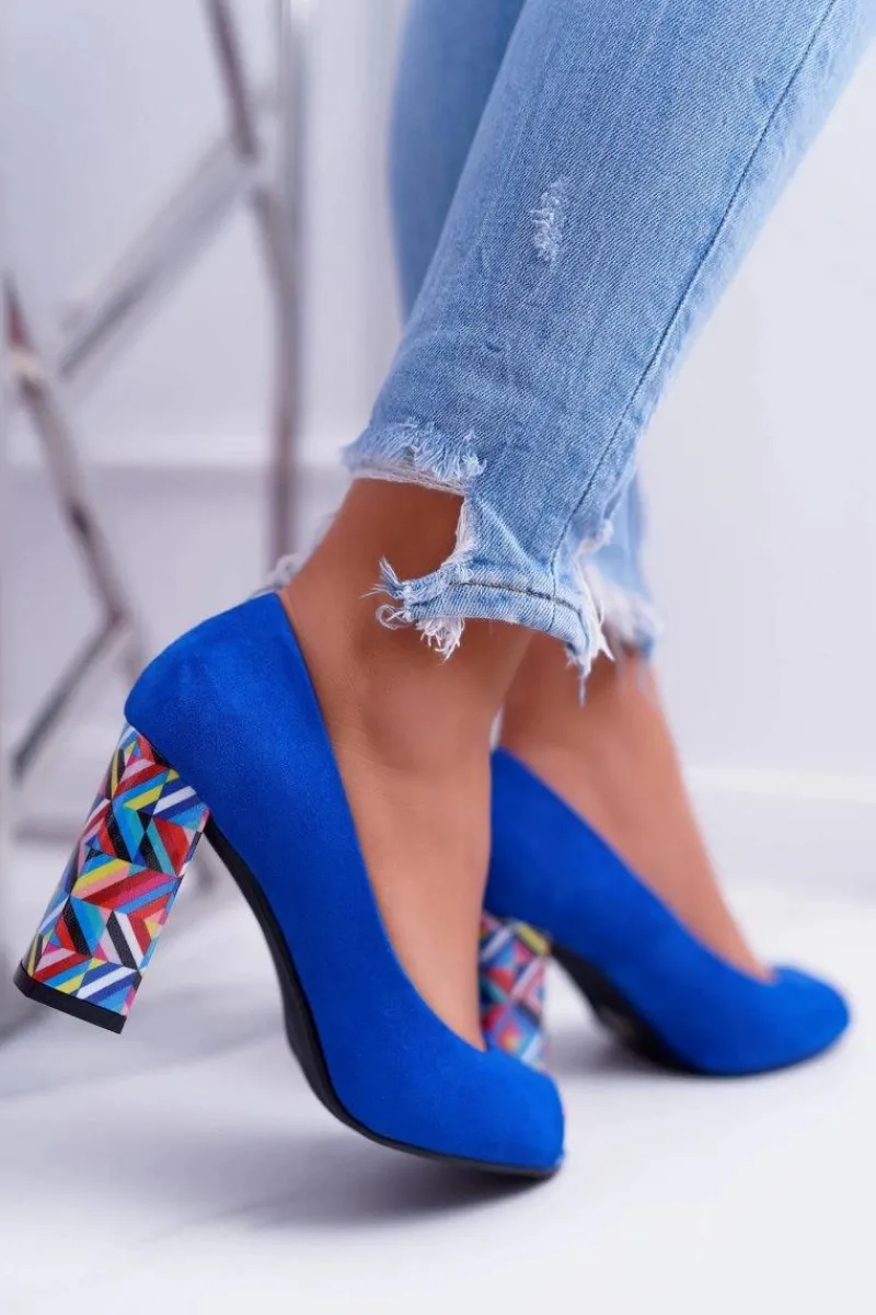 Discount Czółenka Damskie Sergio Leone Odkryte Palce PB133 Niebieskie Fani Damskie Czółenka Zamszowe|Czółenka Na Słupku