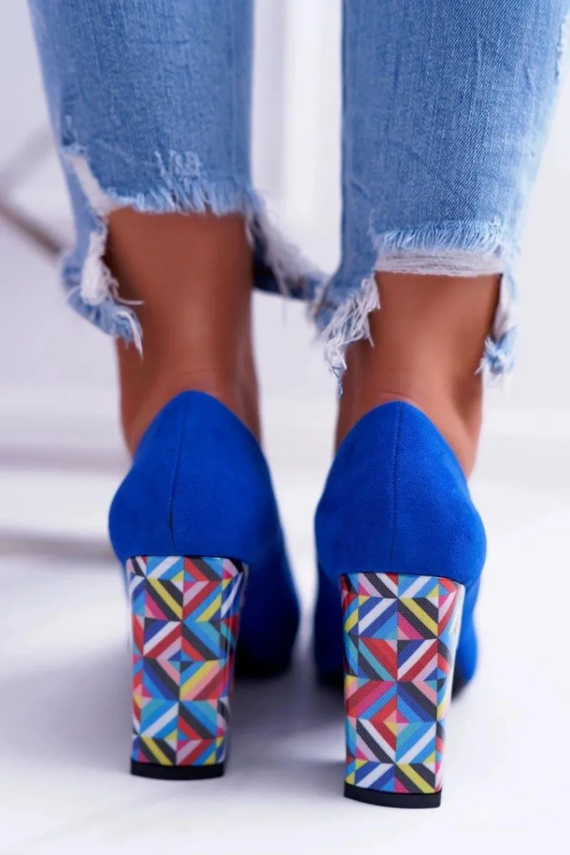 Discount Czółenka Damskie Sergio Leone Odkryte Palce PB133 Niebieskie Fani Damskie Czółenka Zamszowe|Czółenka Na Słupku