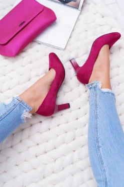 Czółenka Na Słupku|Czółenka Klasyczne>Buty Sergio Leone Czółenka Damskie Sergio Leone Fuksja Zamsz Orsola