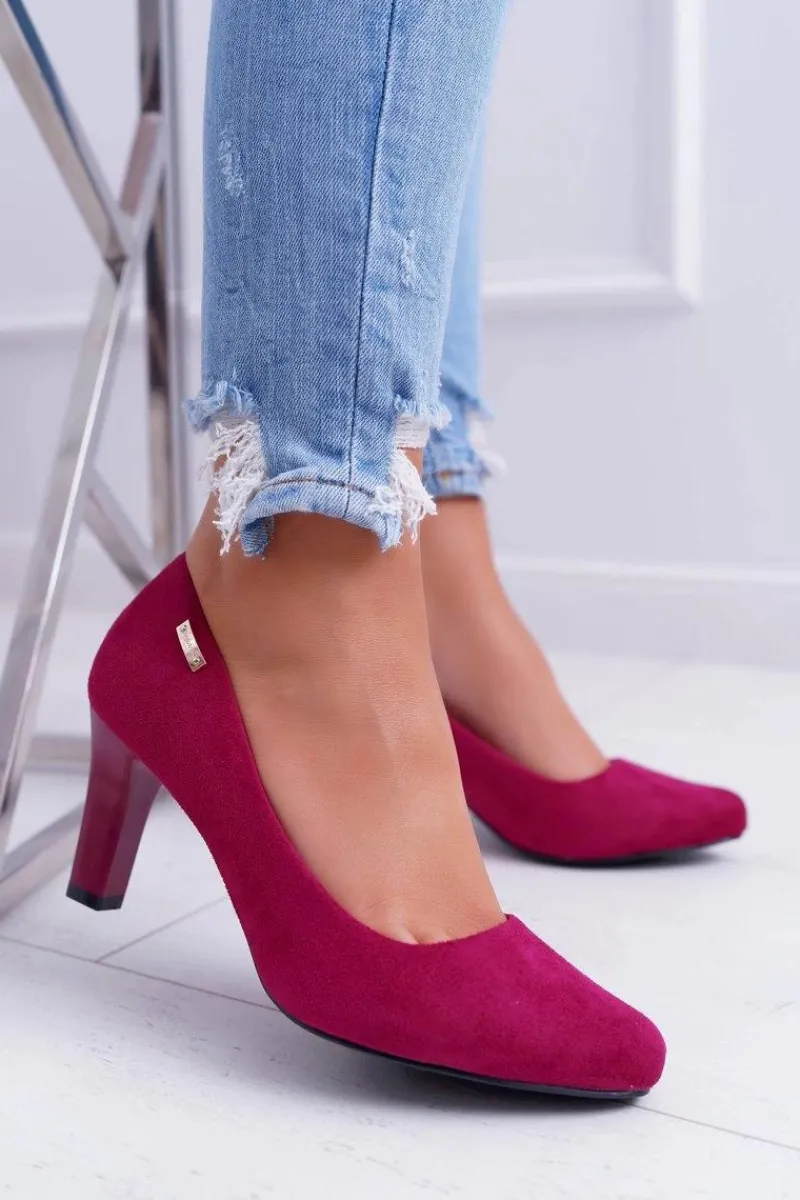 Czółenka Na Słupku|Czółenka Klasyczne>Buty Sergio Leone Czółenka Damskie Sergio Leone Fuksja Zamsz Orsola