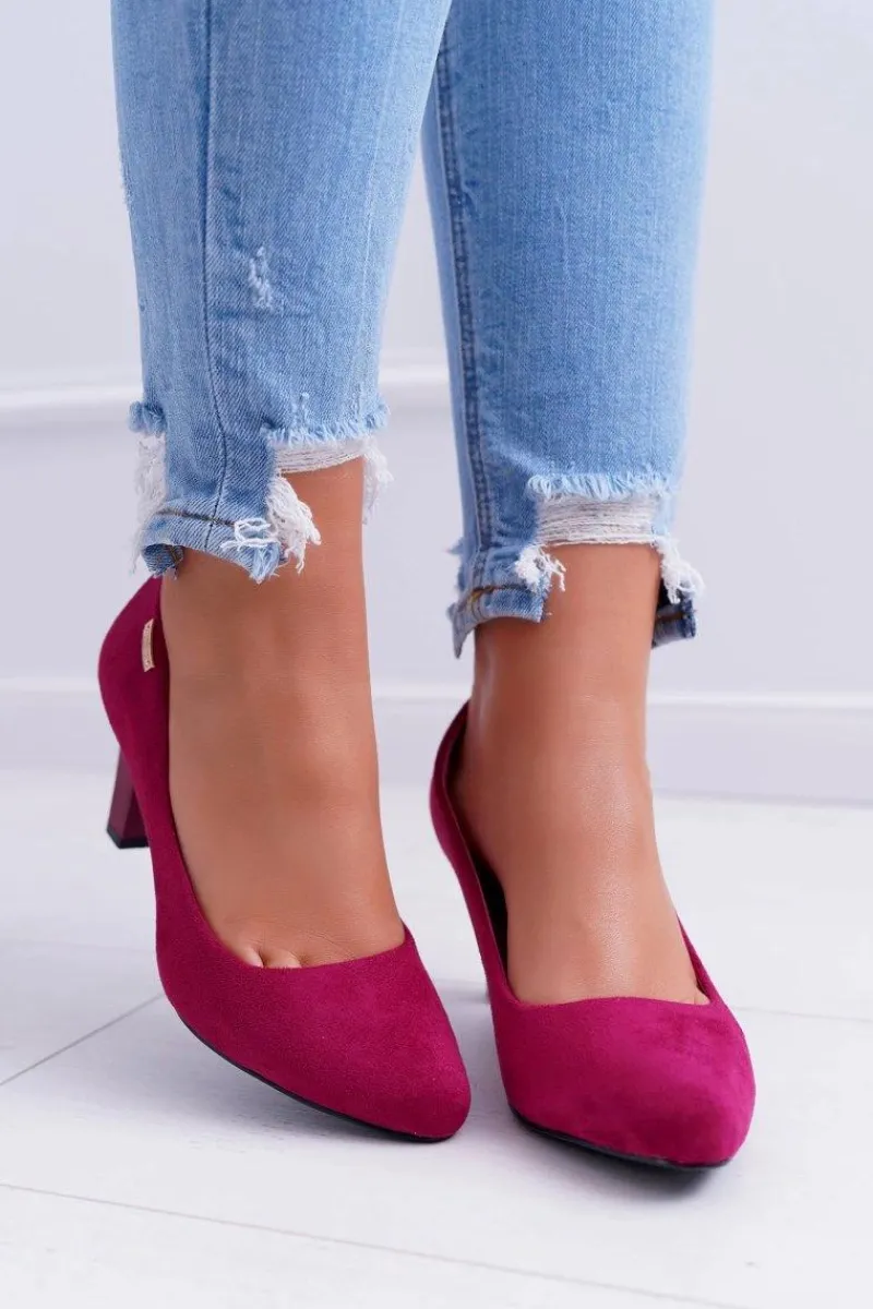 Czółenka Na Słupku|Czółenka Klasyczne>Buty Sergio Leone Czółenka Damskie Sergio Leone Fuksja Zamsz Orsola