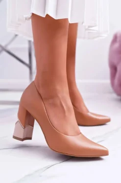 Best Laura Messi Czółenka Damskie Skórzane 1979 Camel