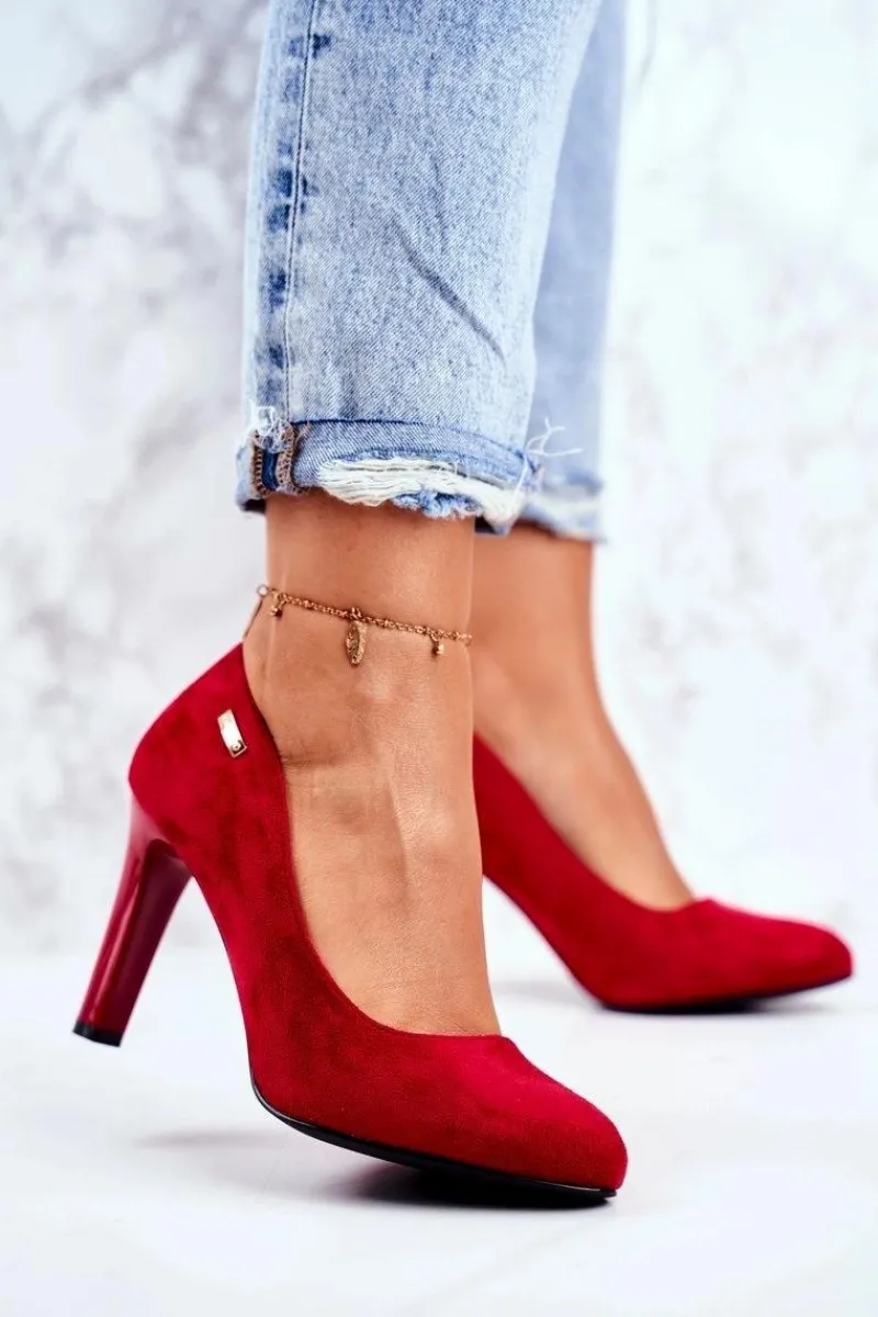 Czółenka Zamszowe|Czółenka Na Słupku>Buty Sergio Leone Czółenka damskie Zamszowe Czerwone Na Słupku Sergio Leone Campbell