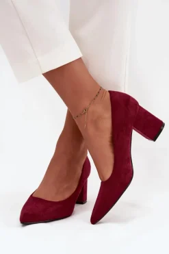 New Czółenka Damskie Ze Szpiczastymi Noskami Na Słupku Bordowe Pavira Damskie Czółenka Zamszowe|Czółenka Na Słupku