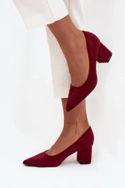 New Czółenka Damskie Ze Szpiczastymi Noskami Na Słupku Bordowe Pavira Damskie Czółenka Zamszowe|Czółenka Na Słupku