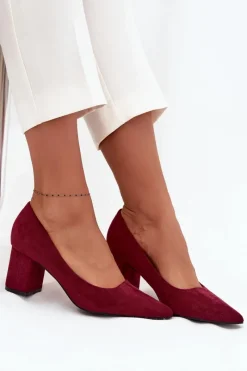 New Czółenka Damskie Ze Szpiczastymi Noskami Na Słupku Bordowe Pavira Damskie Czółenka Zamszowe|Czółenka Na Słupku