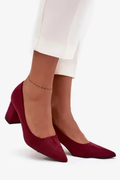 New Czółenka Damskie Ze Szpiczastymi Noskami Na Słupku Bordowe Pavira Damskie Czółenka Zamszowe|Czółenka Na Słupku