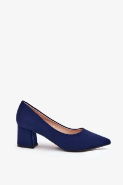 Clearance Boto Czółenka Damskie Ze Szpiczastymi Noskami Na Słupku Granatowe Merinette