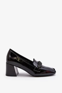 New Buty damskie Vinceza Czółenka Lakierowane Z Ozdobą Czarne Samassa