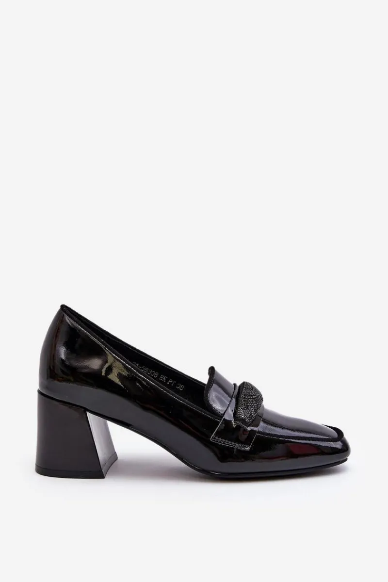 New Buty damskie Vinceza Czółenka Lakierowane Z Ozdobą Czarne Samassa