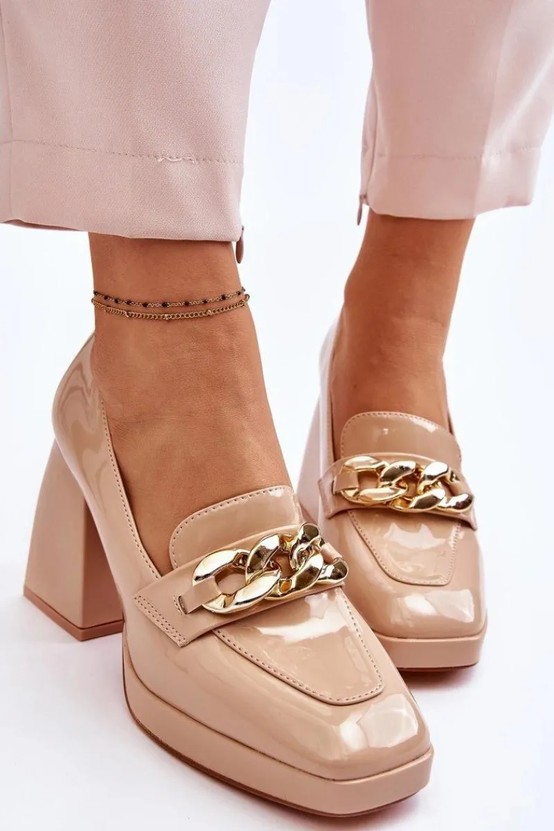 Czółenka Na Platformie|Czółenka Na Słupku>Buty damskie Vinceza Czółenka Na Masywnym Obcasie Beżowe Nataly
