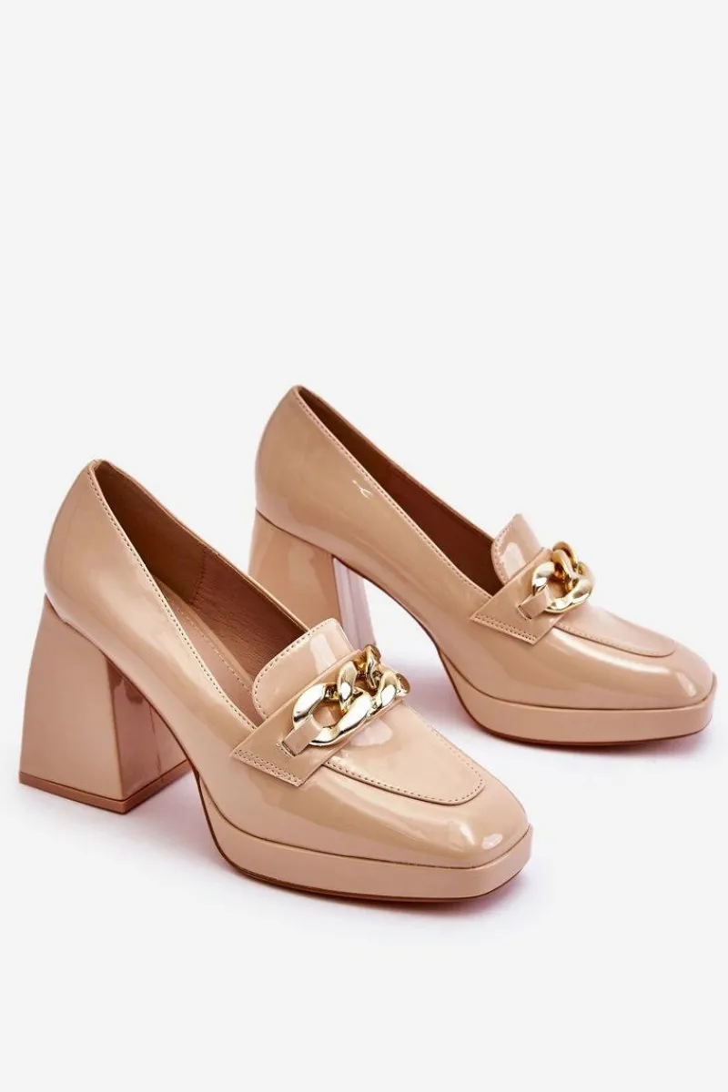 Czółenka Na Platformie|Czółenka Na Słupku>Buty damskie Vinceza Czółenka Na Masywnym Obcasie Beżowe Nataly