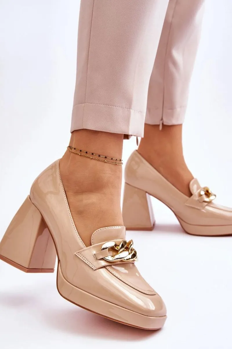 Czółenka Na Platformie|Czółenka Na Słupku>Buty damskie Vinceza Czółenka Na Masywnym Obcasie Beżowe Nataly