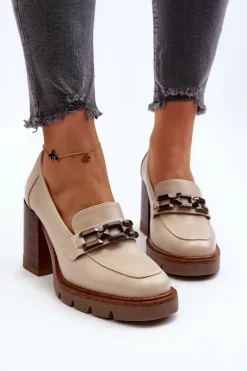 Czółenka Na Słupku|Czółenka Klasyczne>Buty damskie Vinceza Czółenka Na Masywnym Słupku Z Ozdobą Beżowe Oradna