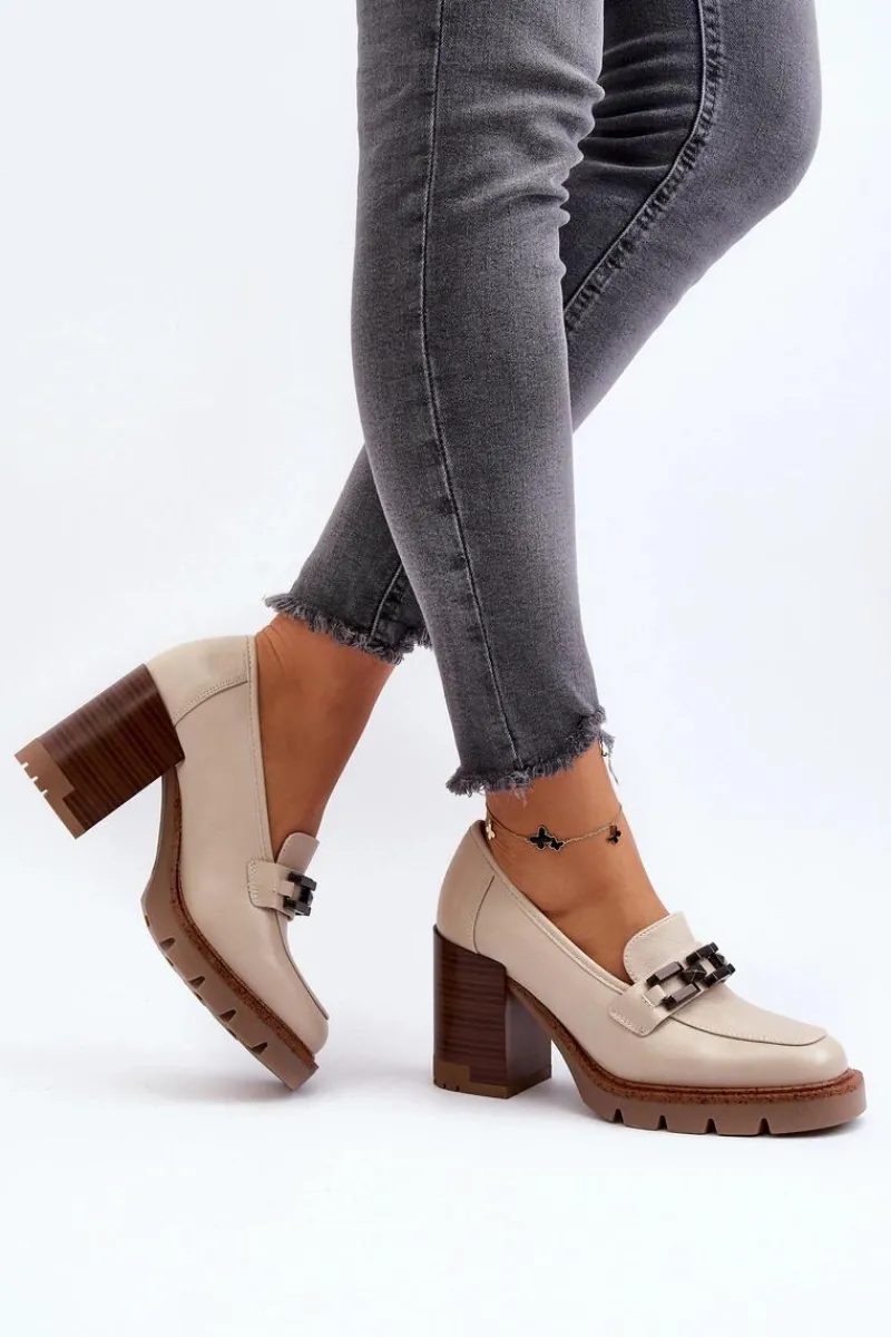 Czółenka Na Słupku|Czółenka Klasyczne>Buty damskie Vinceza Czółenka Na Masywnym Słupku Z Ozdobą Beżowe Oradna