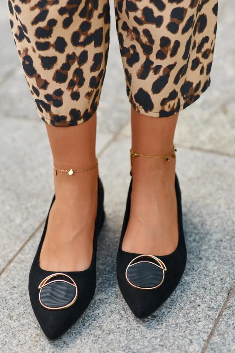 Damskie buty S.Barski Czółenka Na Niskim Obcasie Z Eko Zamszu S.Barski KV27-037 Czarne Czarny