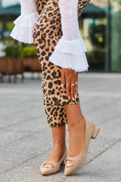 Discount Damskie buty S.Barski Czółenka Na Niskim Obcasie Z Ozdobą Eko Zamszowe S.Barski KV27-034 Beżowe Beżowy